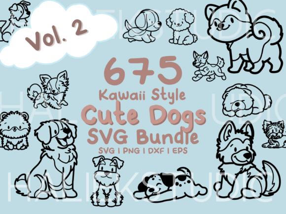 Download 675 Kawaii Cute Dogs SVG Illustrations - Dogs Collection