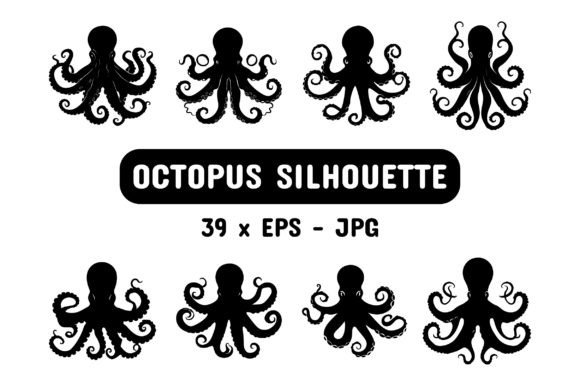 Download Octopus Silhouette Set Collection Bundle - Set collection bundle Collection