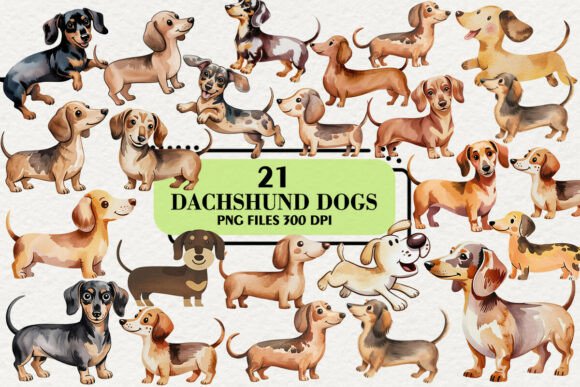 Download Kawaii Dachshund Dogs Clipart Bundle - Dogs Collection