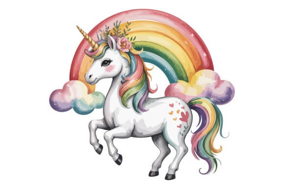 Download Cute Rainbow Unicorn PNG Clipart Design - Clipart design Collection