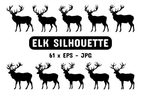 Download Elk Silhouette Set Collection Bundle - Set collection bundle Collection