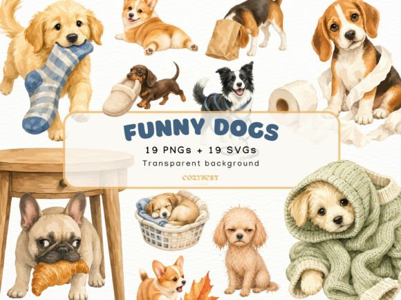 Download Funny Dogs Watercolor Cliparts Puppy PNg - Dogs Collection